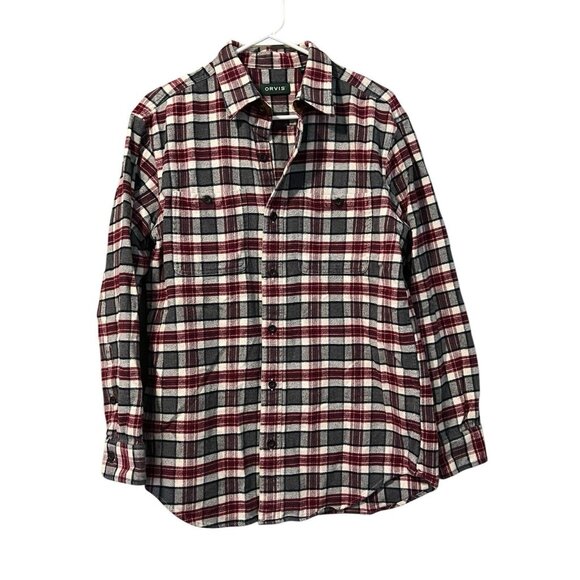 Orvis Mens Size M Heavy Perfect Flannel Button Down Shirt Hiking Outdoor Country - Picture 1 of 16